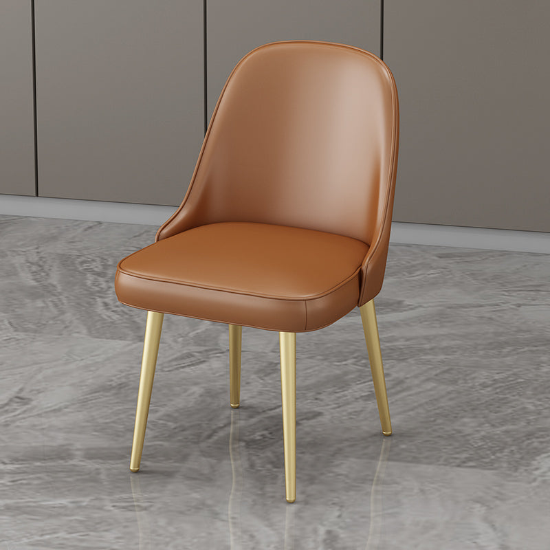 Nordic Metal Dining Room Armless Chairs Upholstered Linen Fabric Chairs for Restaurant