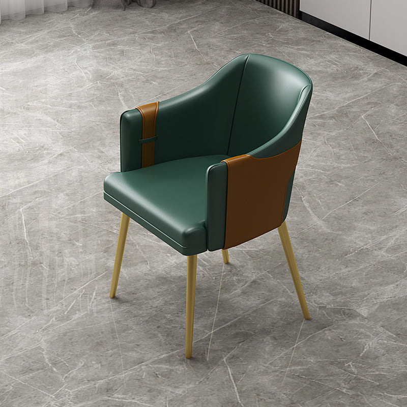 Fauteuils de salle à manger en métal nordique, chaise latérale de salle à manger en cuir pour Restaurant