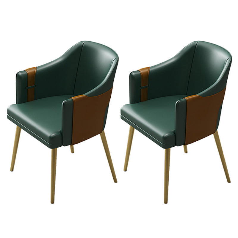 Fauteuils de salle à manger en métal nordique, chaise latérale de salle à manger en cuir pour Restaurant