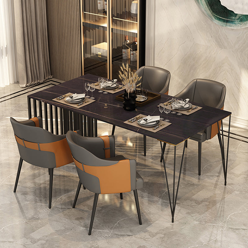 Fauteuils de salle à manger en métal nordique, chaise latérale de salle à manger en cuir pour Restaurant