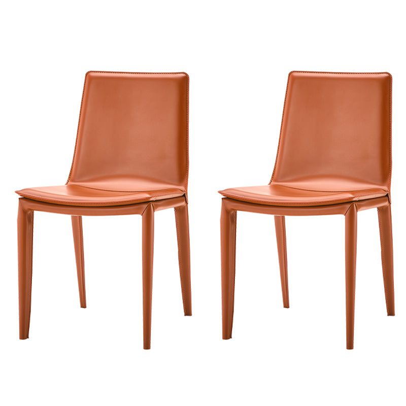 Ensemble de chaises en cuir au design contemporain, chaises de salle à manger à dossier solide (Ensemble de 2)