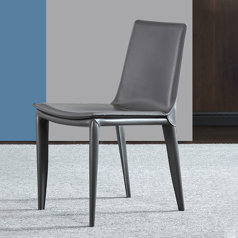 Ensemble de chaises en cuir au design contemporain, chaises de salle à manger à dossier solide (Ensemble de 2)