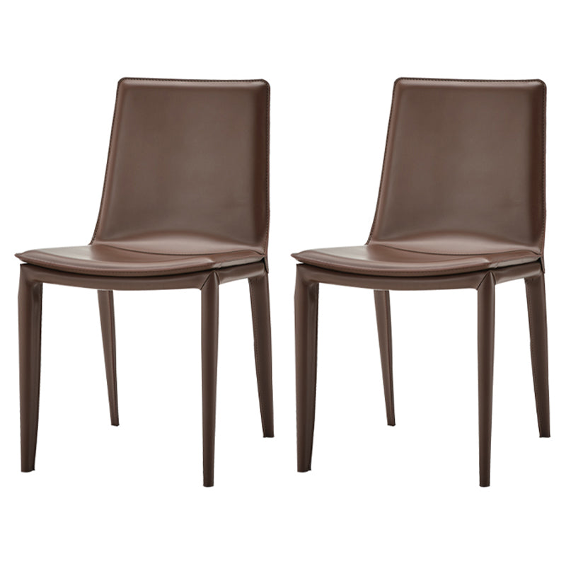 Ensemble de chaises en cuir au design contemporain, chaises de salle à manger à dossier solide (Ensemble de 2)