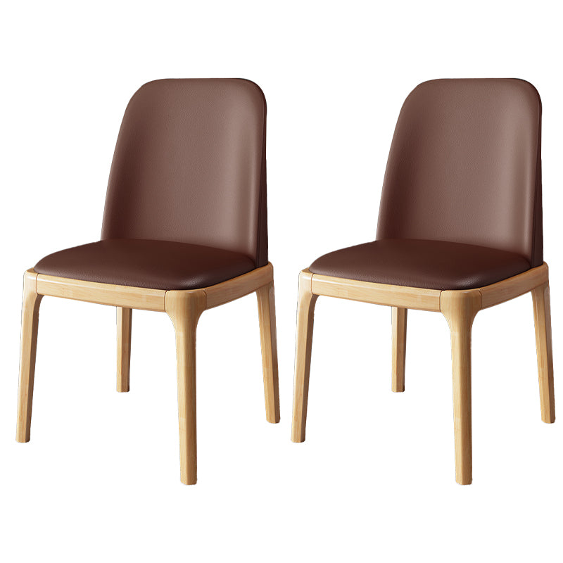 Ensemble de chaises scandinaves en bois d'hévéa, chaise de salle à manger à dossier solide (Ensemble de 2)