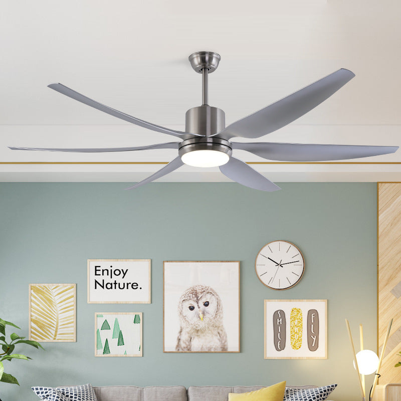 Nickel Plafond Round Lampe à la lampe métallique moderne LED Semi Flush Flush Lightture avec 6 lames grises, 66 "W