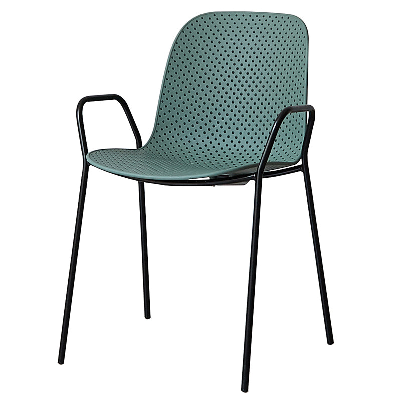 Sillas de comedor de plástico de cocina de estilo industrial que cenan sillones apilables con patas de metal