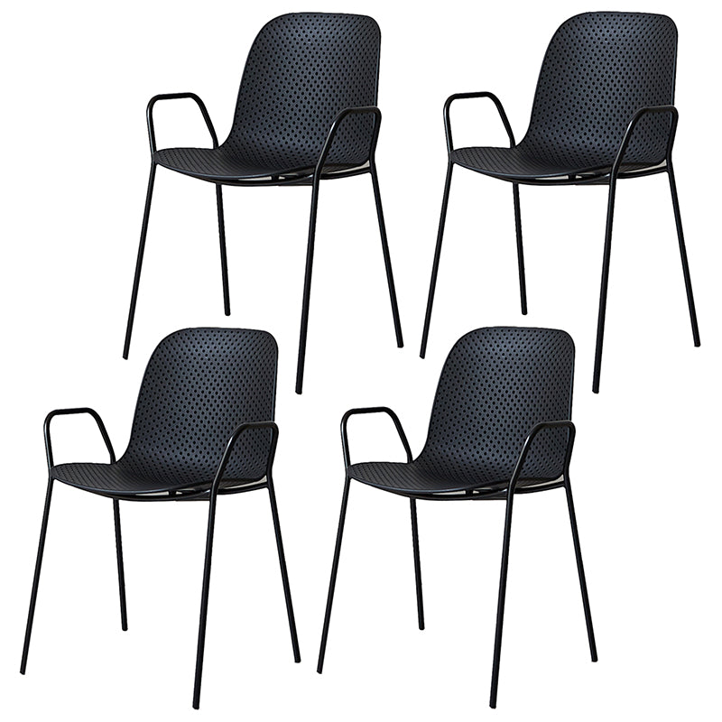 Sillas de comedor de plástico de cocina de estilo industrial que cenan sillones apilables con patas de metal