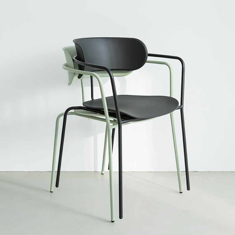 Chaises de salle à manger de cuisine de style industriel Fauteuils empilables avec pieds en métal (Ensemble de 4)