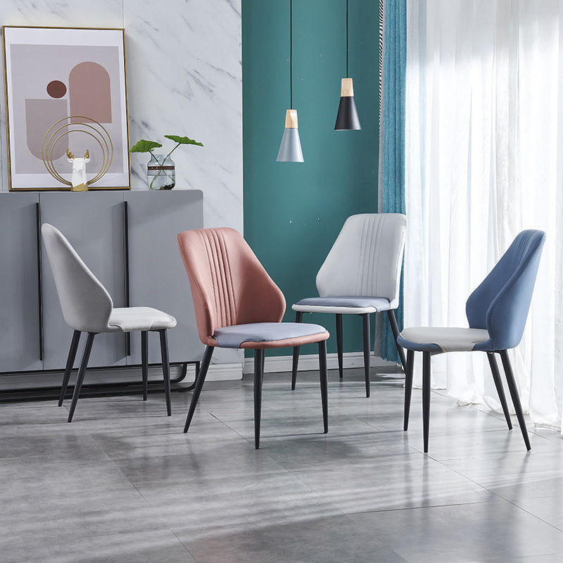 Ensemble de chaises en métal de style contemporain, salle à manger, cuisine, chaise d'appoint à dossier solide (Ensemble de 4)