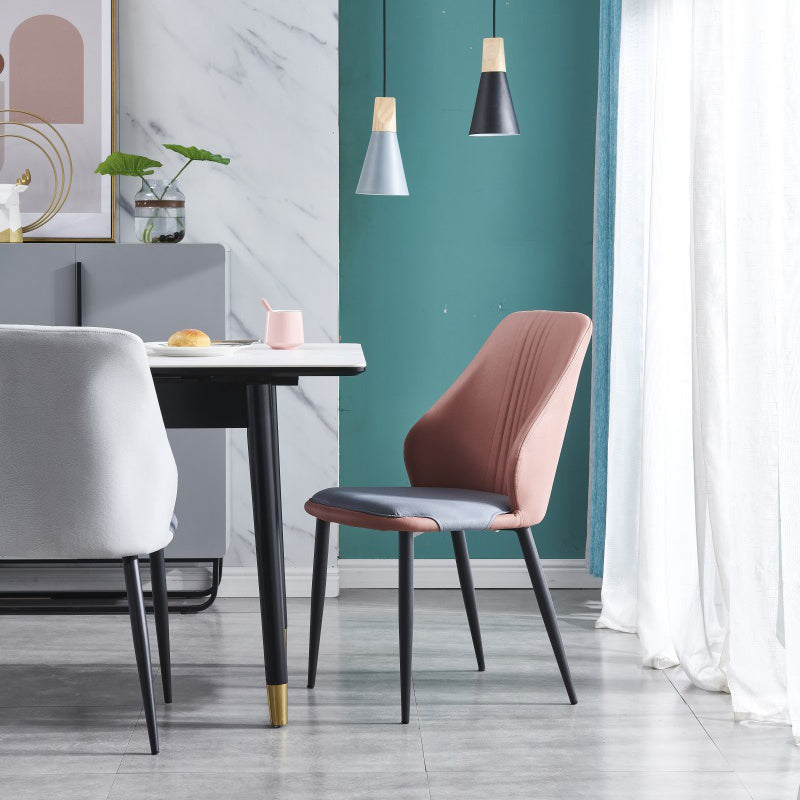 Ensemble de chaises en métal de style contemporain, salle à manger, cuisine, chaise d'appoint à dossier solide (Ensemble de 4)