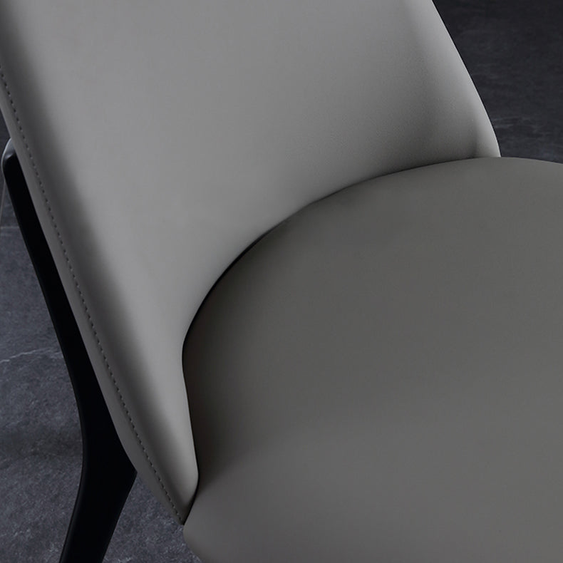 Silla auxiliar de cuero industrial para restaurante, silla de comedor Parsons con acabado mate (juego de 2)