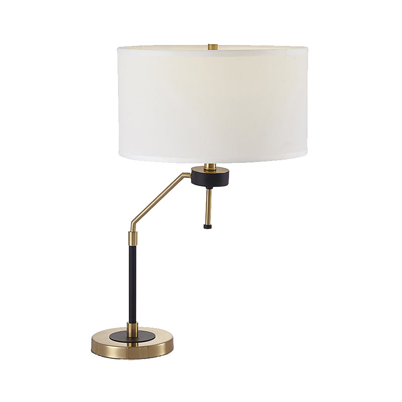 Contemporary 1 Bulb Table Light Cylindrical White Small Desk Lamp with Fabric Shade