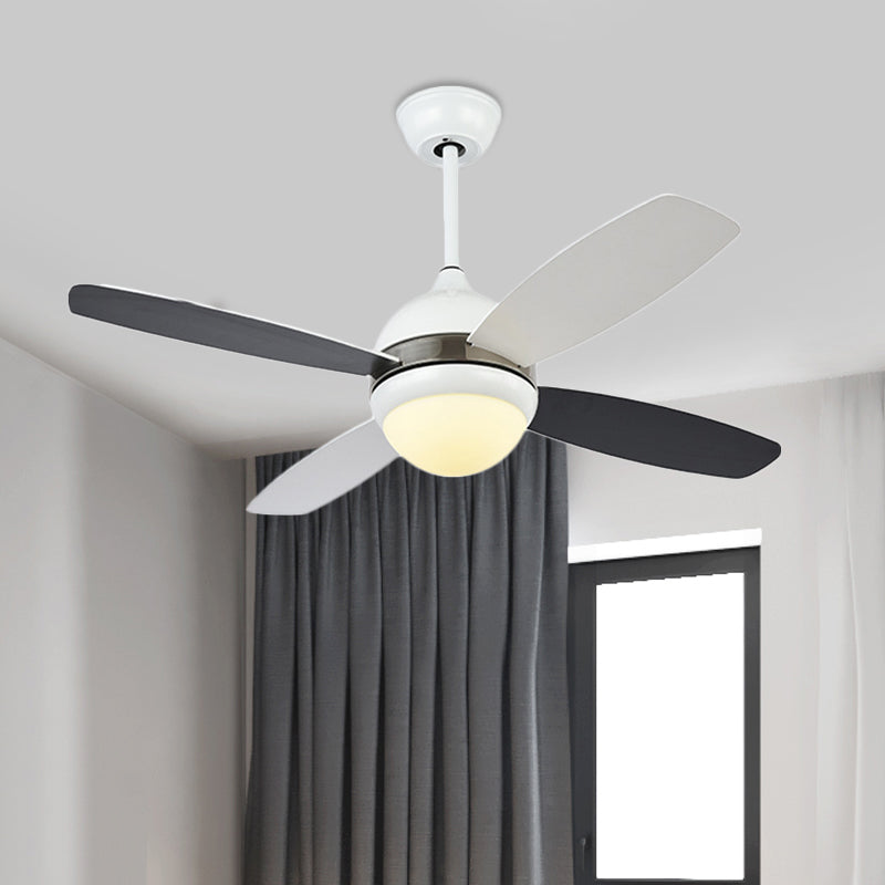 42 "W Black Dome plafondventilator Lamp Moderne Metallic Slaapkamer LED Semi Flush Light Fixture met acrylschaduw, 4 messen
