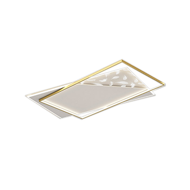 Square LED Flush Mount Light Feather Pattern Simplicity Ceiling Light for Bedroom