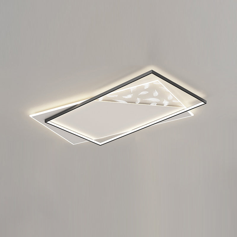 Square LED Flush Mount Light Feather Pattern Simplicity Ceiling Light for Bedroom