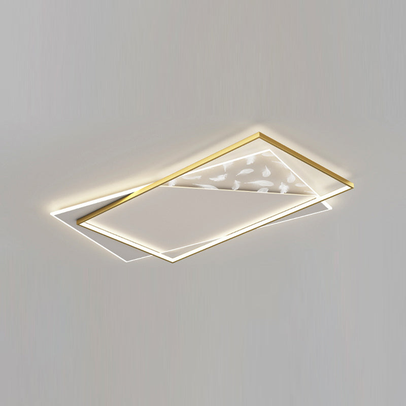 Square LED Flush Mount Light Feather Pattern Simplicity Ceiling Light for Bedroom