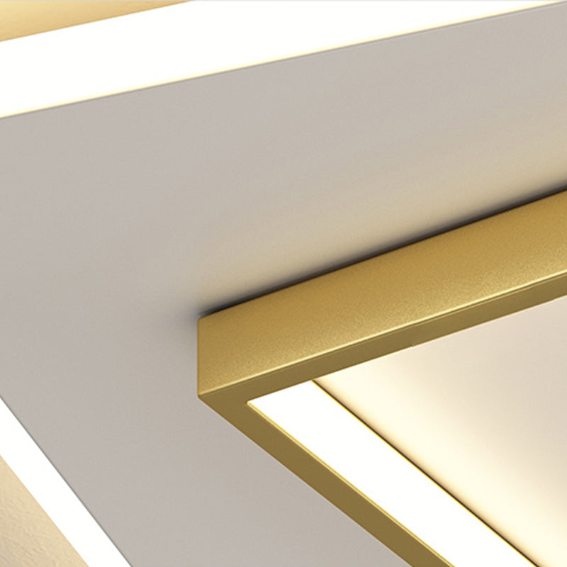 Square LED Flush Mount Light Feather Pattern Simplicity Ceiling Light for Bedroom