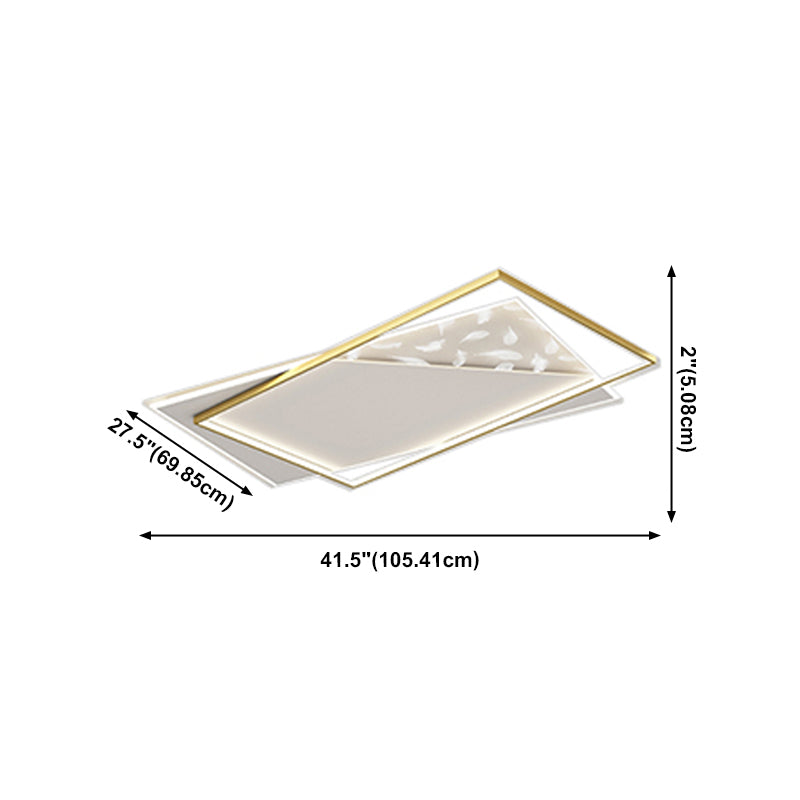 Square LED Flush Mount Light Feather Pattern Simplicity Ceiling Light for Bedroom