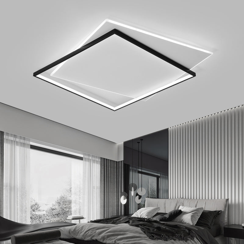 Double plafonnier LED carré en aluminium, luminaires encastrés pour salon