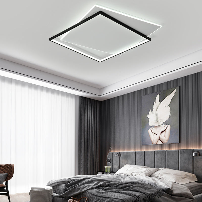 Double plafonnier LED carré en aluminium, luminaires encastrés pour salon