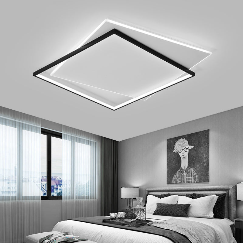 Double plafonnier LED carré en aluminium, luminaires encastrés pour salon