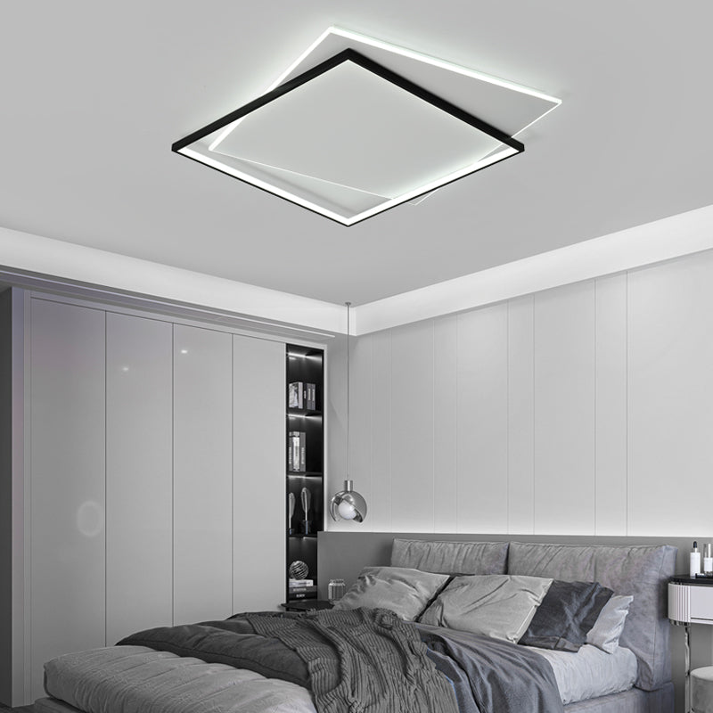 Double plafonnier LED carré en aluminium, luminaires encastrés pour salon