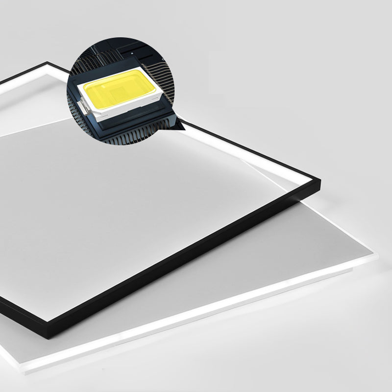 Double plafonnier LED carré en aluminium, luminaires encastrés pour salon