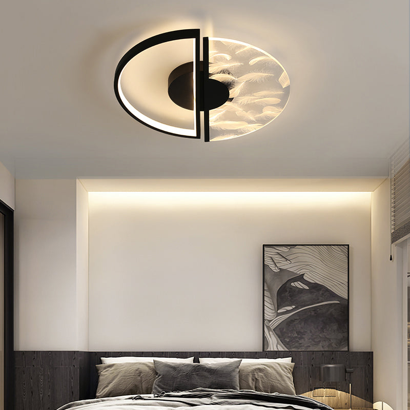 Metal Flush Mount Light Feather Pattern Contemporary LED Ceiling Light