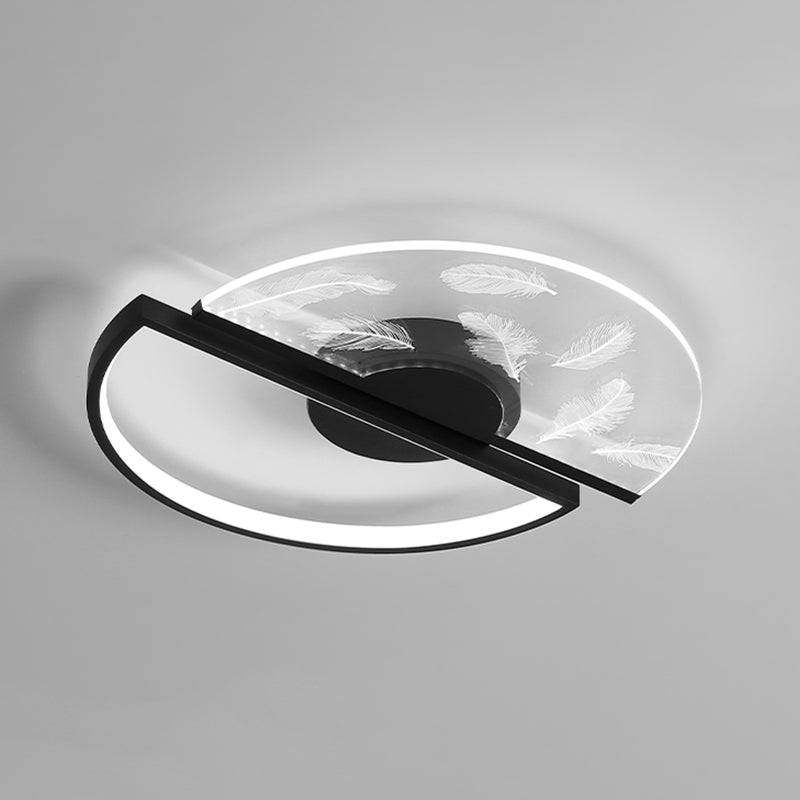 Metal Flush Mount Light Feather Pattern Contemporary LED Ceiling Light