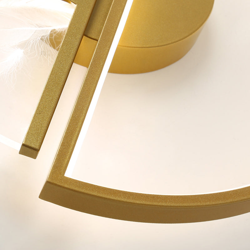 Metal Flush Mount Light Feather Pattern Contemporary LED Ceiling Light