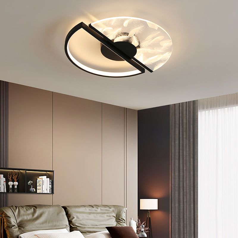 Metal Flush Mount Light Feather Pattern Contemporary LED Ceiling Light