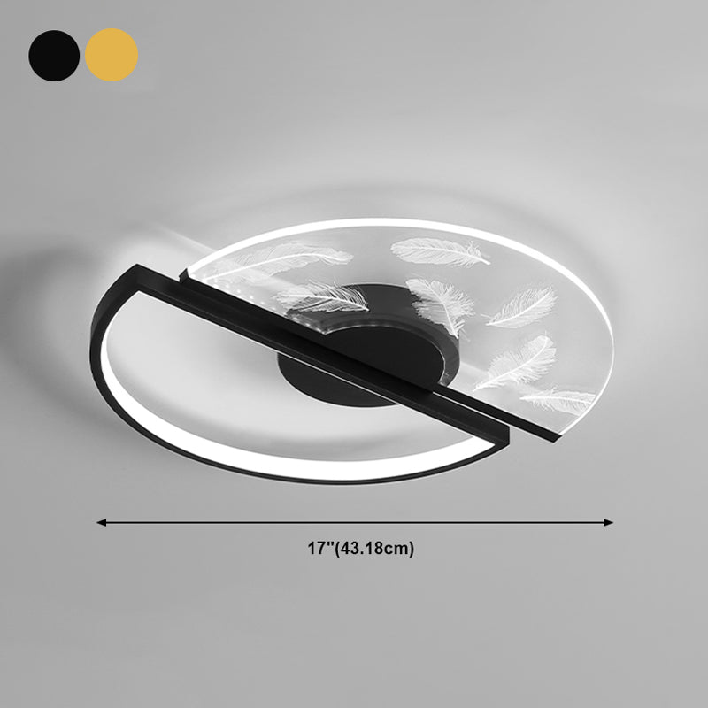 Metal Flush Mount Light Feather Pattern Contemporary LED Ceiling Light