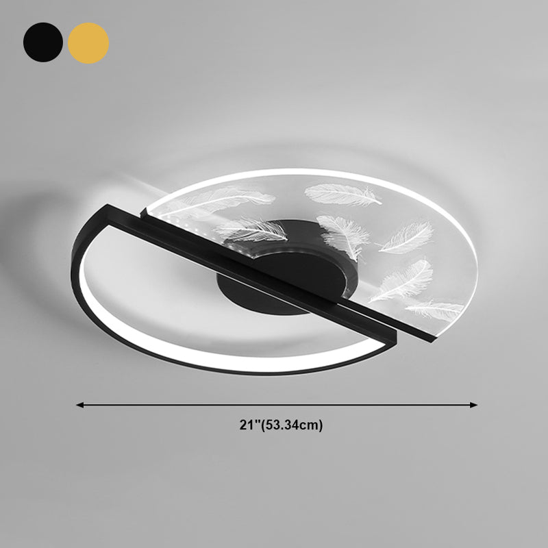 Metal Flush Mount Light Feather Pattern Contemporary LED Ceiling Light