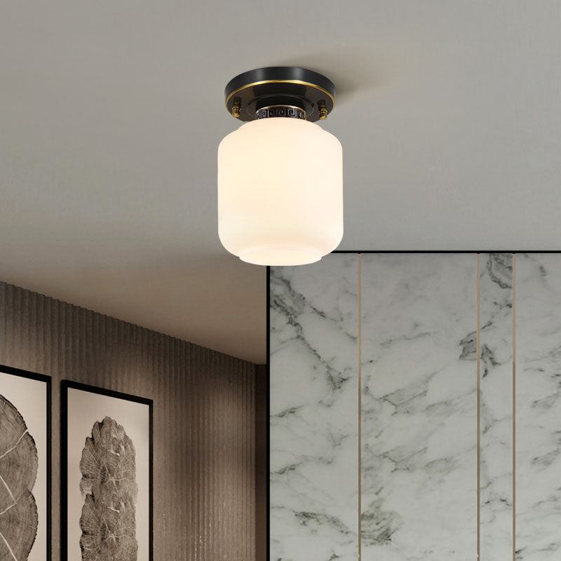 Lámpara de techo con pantalla de cristal tradicional, accesorio de iluminación de montaje empotrado para el hogar