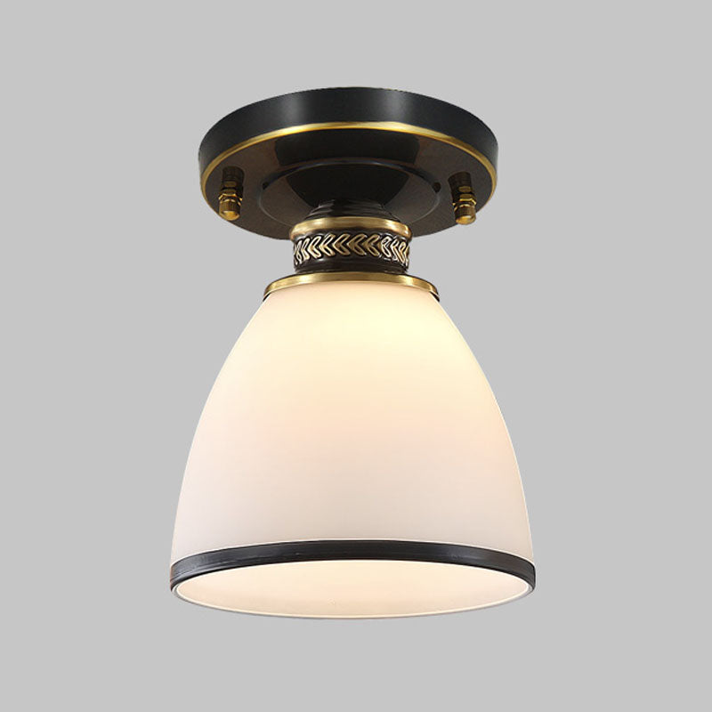 Lámpara de techo con pantalla de cristal tradicional, accesorio de iluminación de montaje empotrado para el hogar