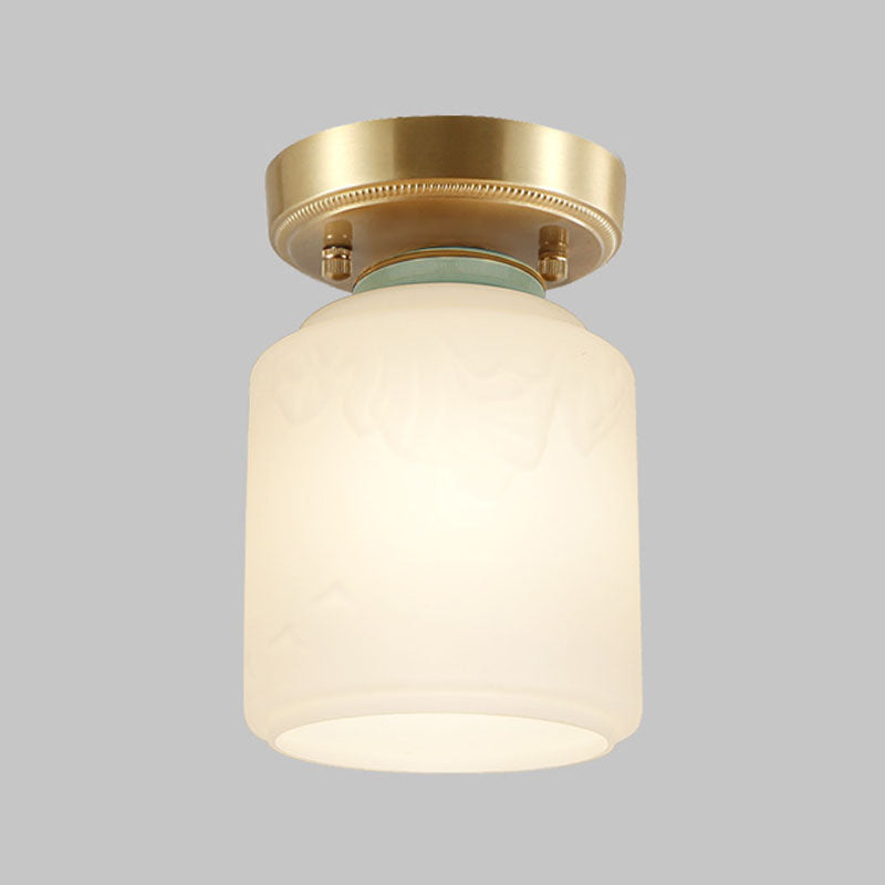 Lámpara de techo con pantalla de cristal tradicional, accesorio de iluminación de montaje empotrado para el hogar