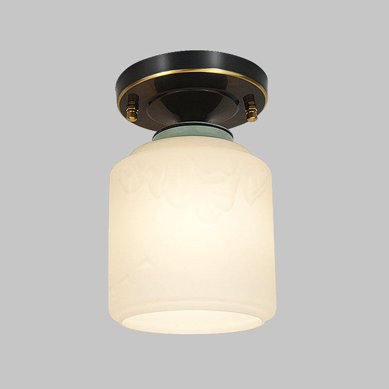 Lámpara de techo con pantalla de cristal tradicional, accesorio de iluminación de montaje empotrado para el hogar