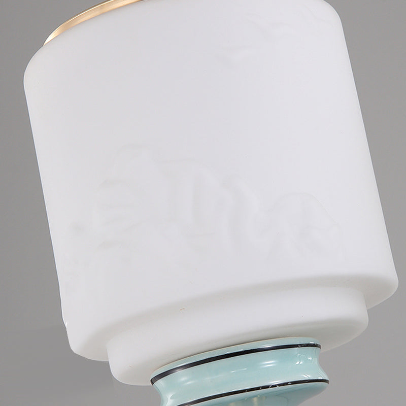 Lámpara de techo con pantalla de cristal tradicional, accesorio de iluminación de montaje empotrado para el hogar