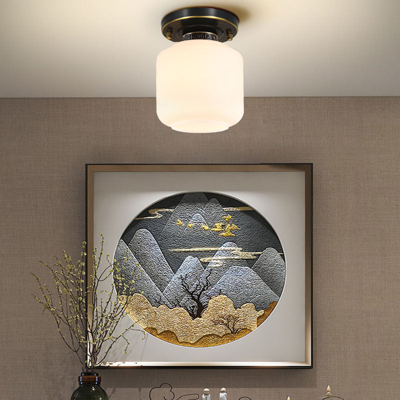 Lámpara de techo con pantalla de cristal tradicional, accesorio de iluminación de montaje empotrado para el hogar