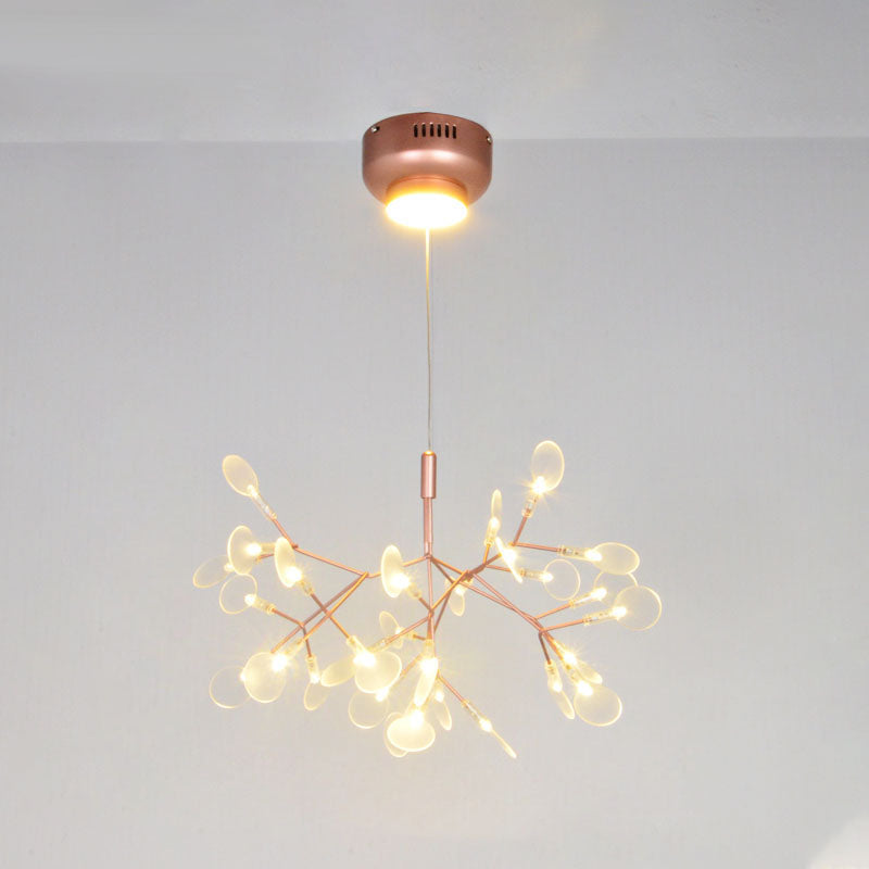 Glowworm Chandelier Light Fixtures Modern Multi-Head Hanging Pendant Lights with Acrylic Shade