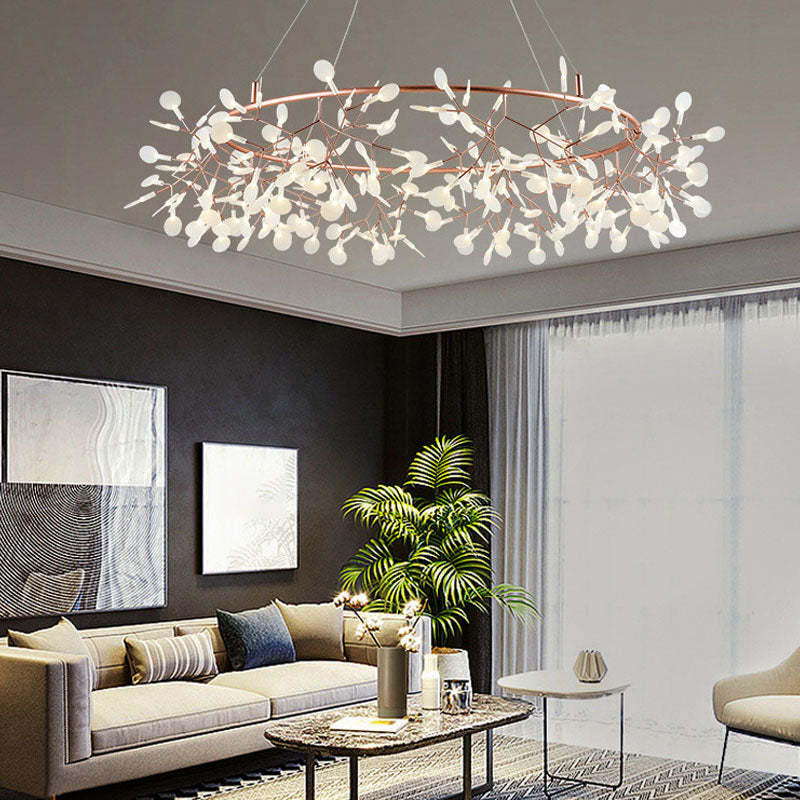 Glowworm Chandelier Light Fixtures Modern Multi-Head Hanging Pendant Lights with Acrylic Shade