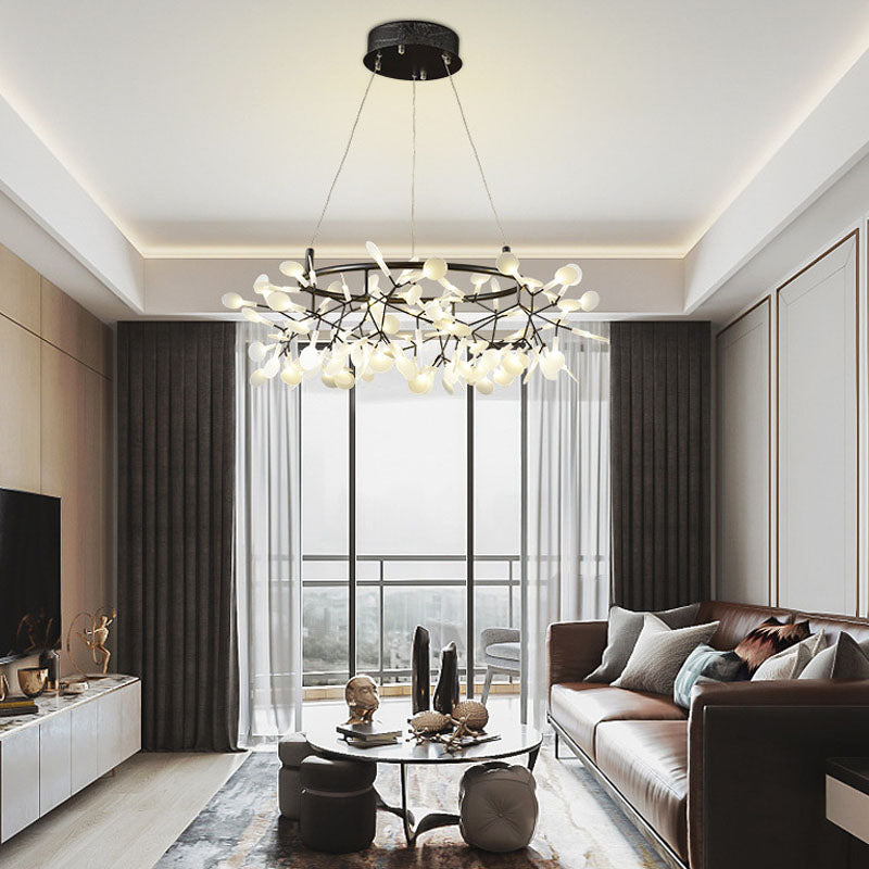 Glowworm Chandelier Light Fixtures Modern Multi-Head Hanging Pendant Lights with Acrylic Shade