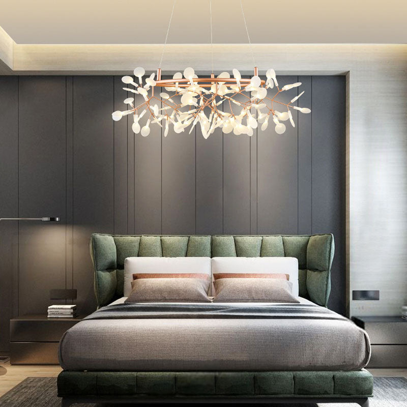 Glowworm Chandelier Light Fixtures Modern Multi-Head Hanging Pendant Lights with Acrylic Shade