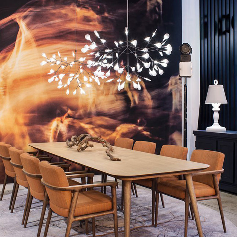 Glowworm Suspended Lighting Fixture Modern Multi-Head Hanging Pendant Lights with Acrylic Shade