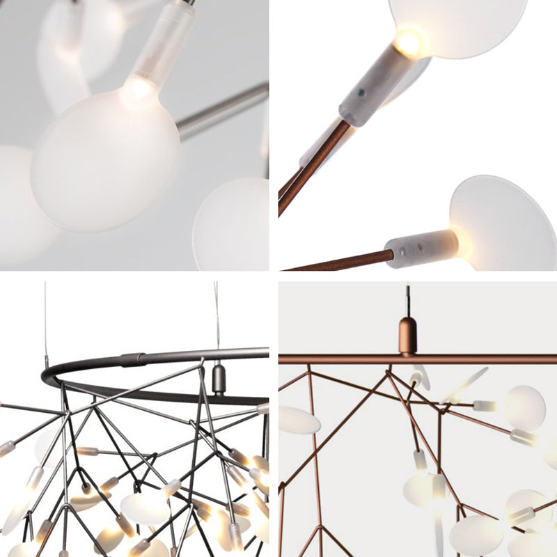 Glowworm Suspended Lighting Fixture Modern Multi-Head Hanging Pendant Lights with Acrylic Shade