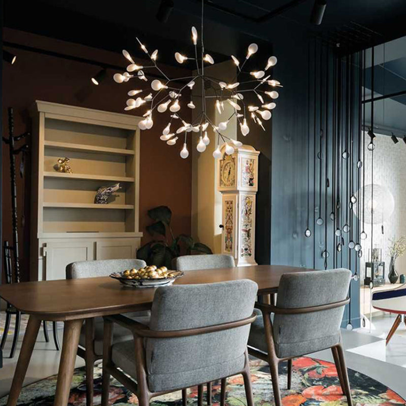 Glowworm Suspended Lighting Fixture Modern Multi-Head Hanging Pendant Lights with Acrylic Shade