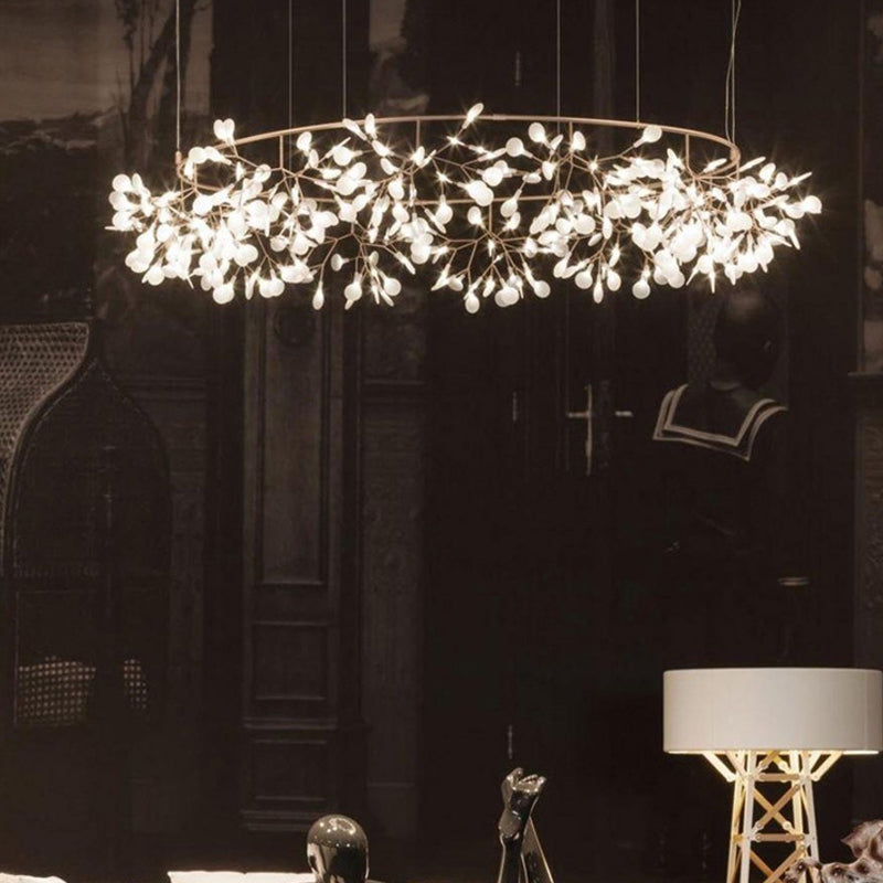 Glowworm Suspended Lighting Fixture Modern Multi-Head Hanging Pendant Lights with Acrylic Shade