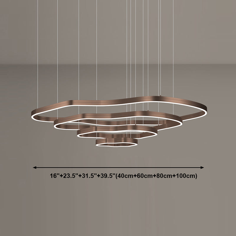 Moderne terrasvorm Kroonluchter Aluminium Multi-layer LED kroonluchter hanglampen voor woonkamer