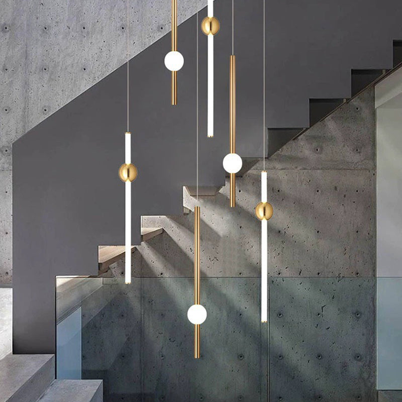 1 Licht hängende helle moderne Stil linearer Formglasanhängerlampe in Weiß