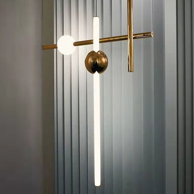 1 Licht hängende helle moderne Stil linearer Formglasanhängerlampe in Weiß